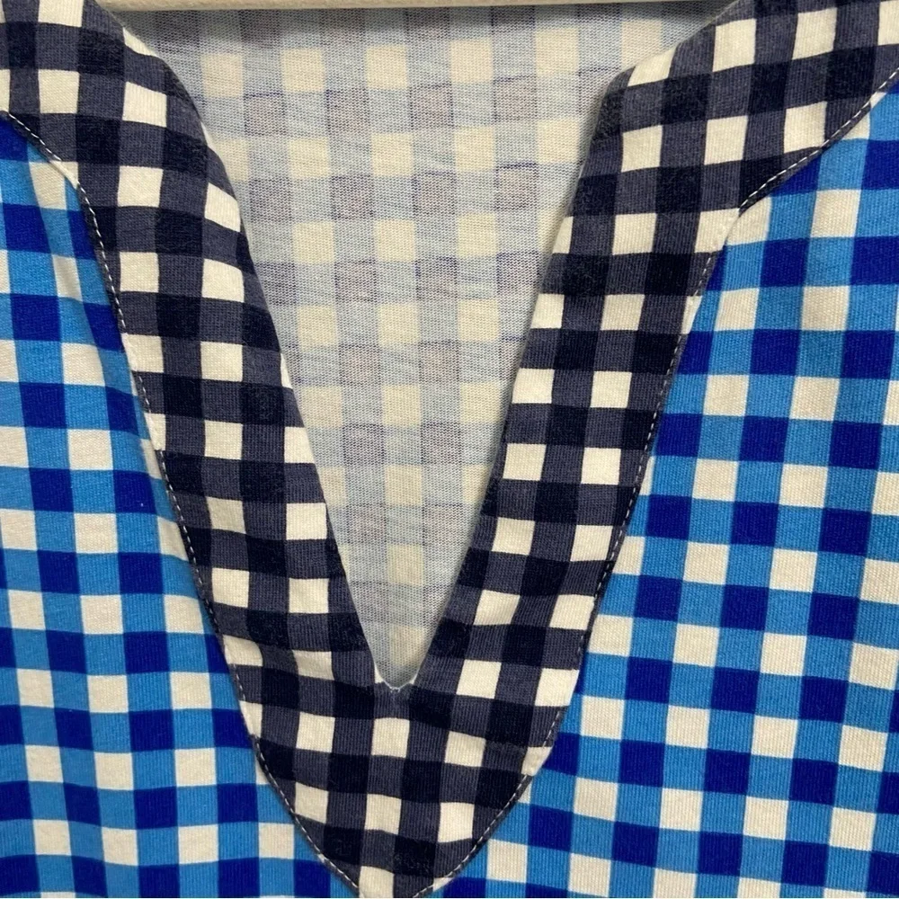 LAND'S END x DRAPER JAMES / Blue Gingham Shift Dress Size M (10-12)